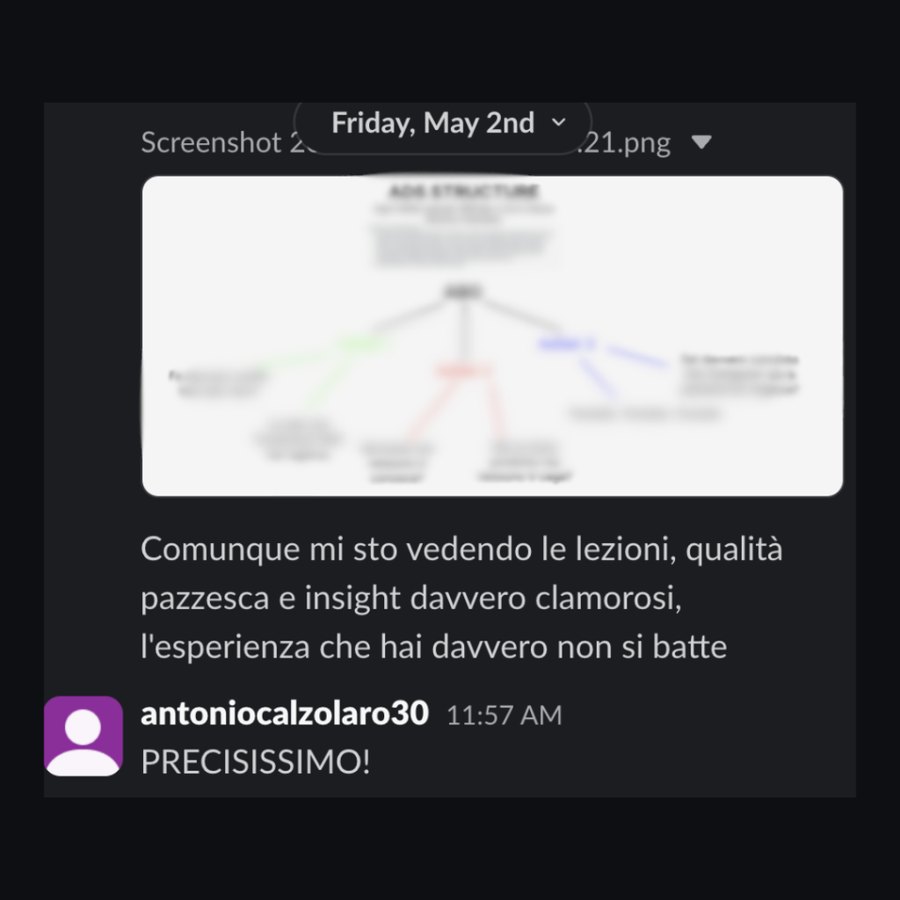 “Qualità pazzesca e insight davvero clamorosi, l'esperienza che hai davvero non si batte.”