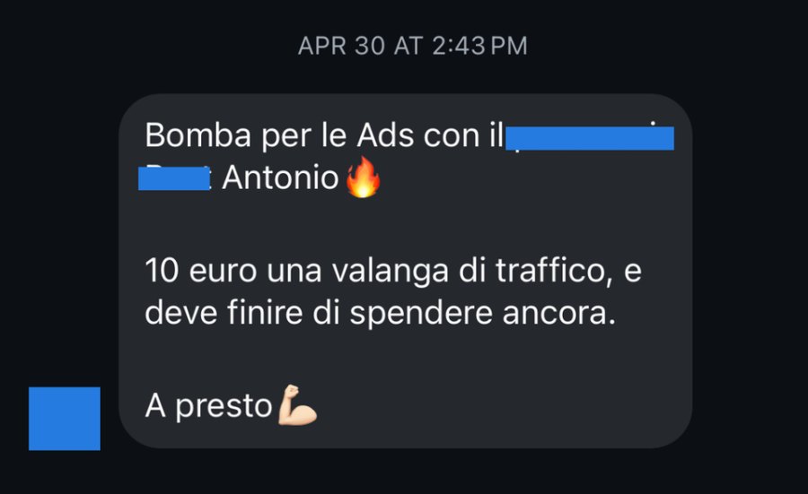 “Bomba per le Ads. 10 euro una valanga di traffico, e deve finire di spendere ancora.”